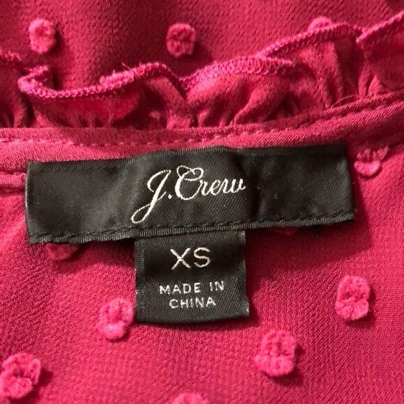 J. Crew top Size XS flutter sleeve mini popcorn pattern flowy semi sheer ruffle - Picture 3 of 6